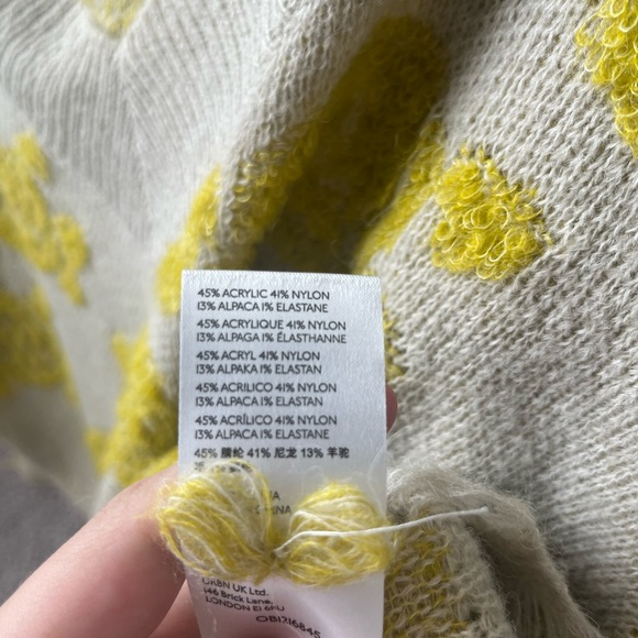 Anthropologie slouchy sweater, size small, taupe with yellow patterns - Picture 9 of 9